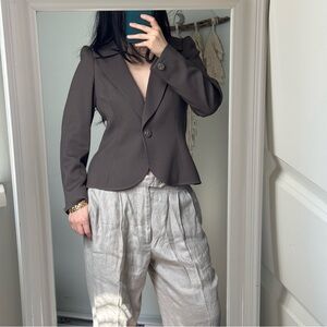 Vintage ESCADA Designer Wool Statement Collar Blazer | Size 38